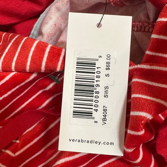 Vera Bradley Red/White Striped Velour Hoodie Sz S NWT - Picture 4 of 7